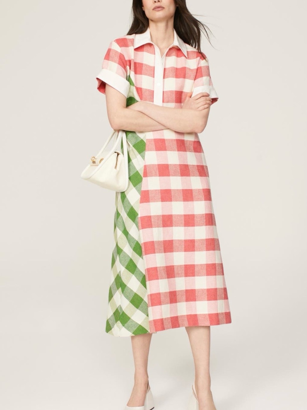 Rosie Assoulin Pink & Green Check Kids Polo Nightgown - Picture 11 of 13